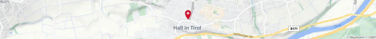 Map representation of the location for Kur- und Stadtapotheke in 6060 Hall in Tirol